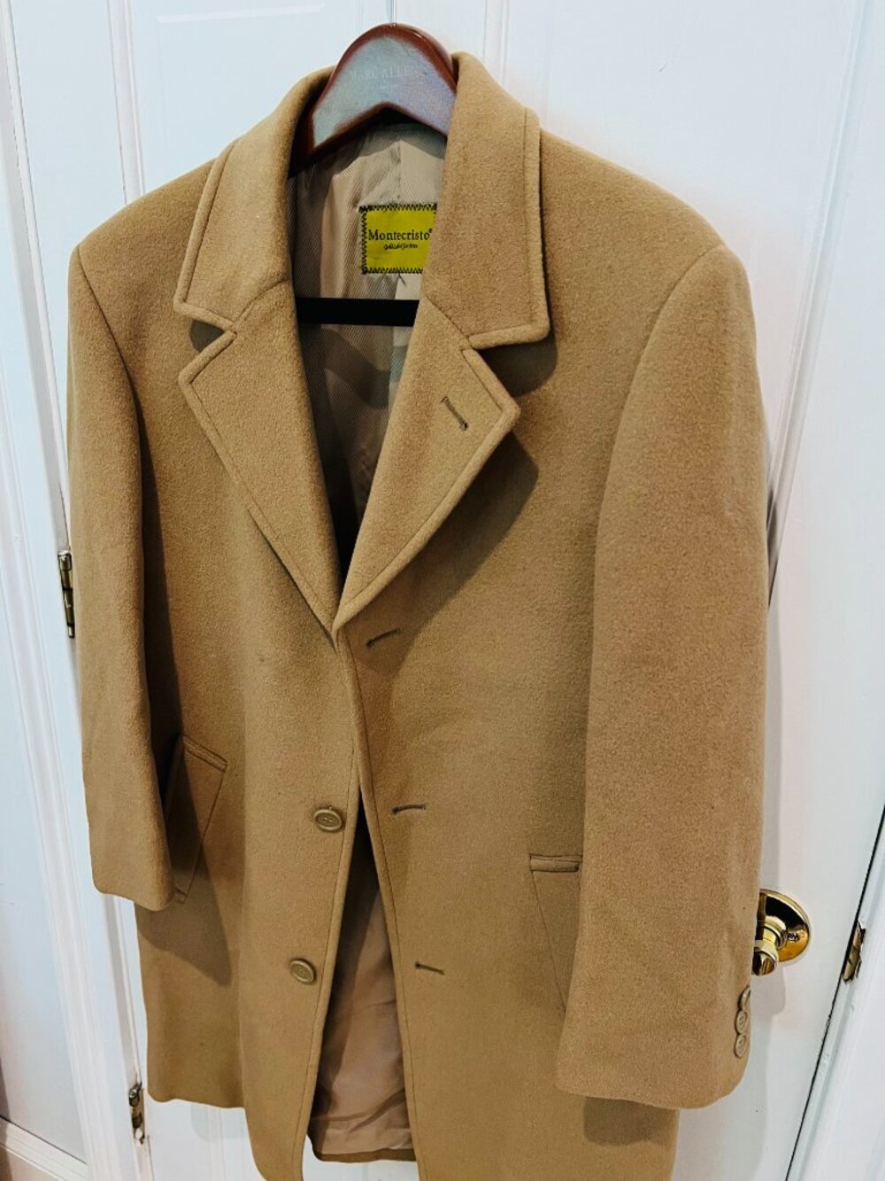 Vintage Montecristo Camel Wool Cashmere Blend Overcoat Coat Jacket Size 40 R - Picture 14 of 16